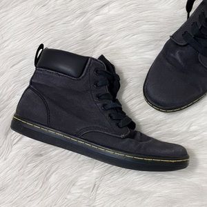 Dr. Martens Black Canvas Maelly High Top Sneakers Padded Collar Boot Shoes